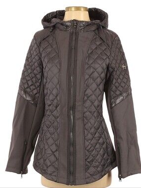 1 Madison Quilted Hooded Puffer Jacket - Charcoal